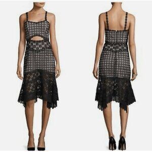 Alice + Olivia Tamika Cut-out Handkerchief Dress Black